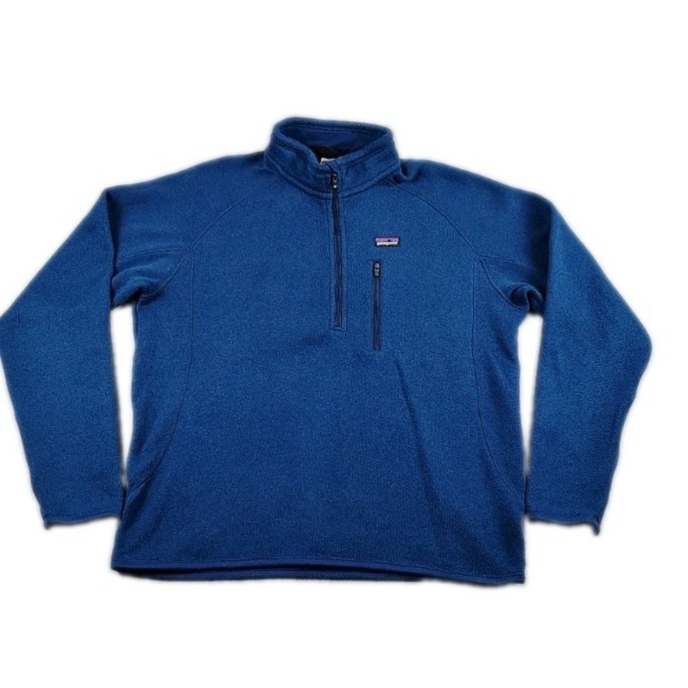 Patagonia Better Sweater 1/4 Zip Fleece Hike Camp Fish Mens Blue LG